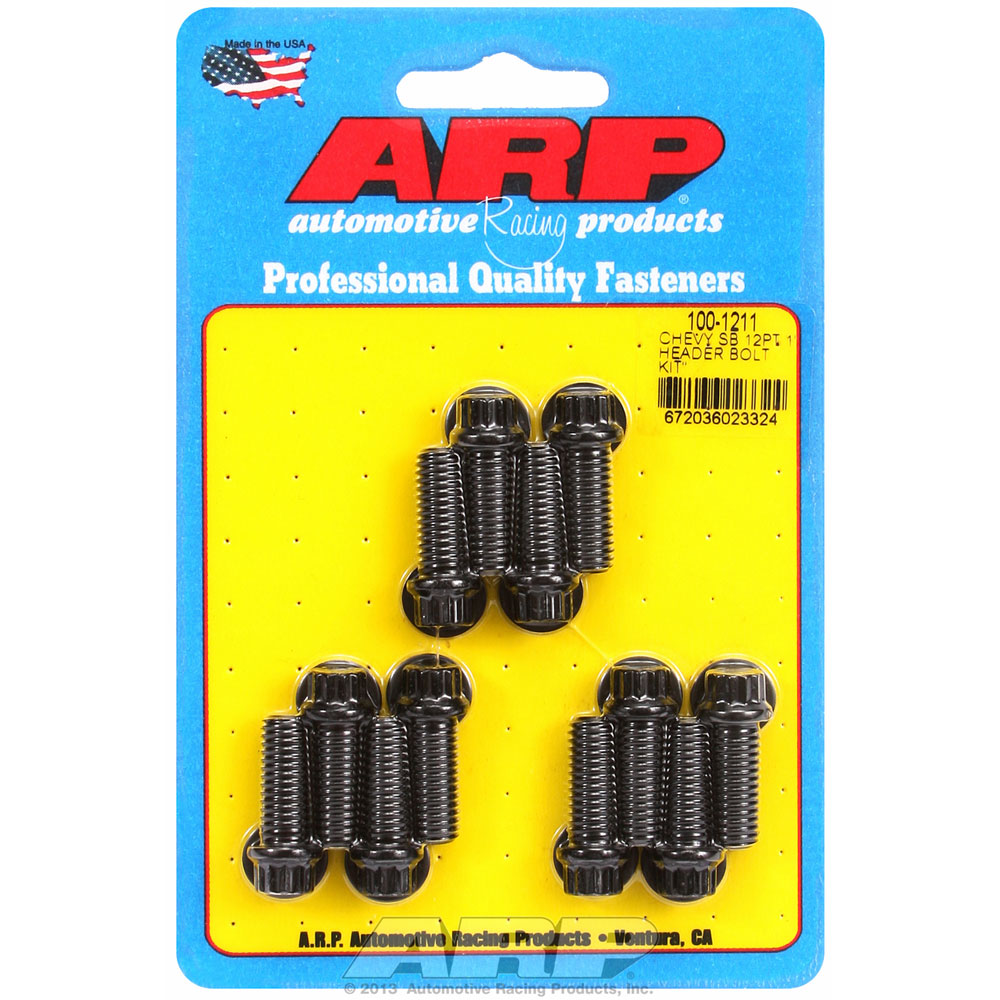 Automotive Racing Products (ARP) Exhaust Header Bolt Kit 100-1211; 3/8 in. -16 Black Oxide 8740 Chromoly 12-Point for Chevy 262 to 400 