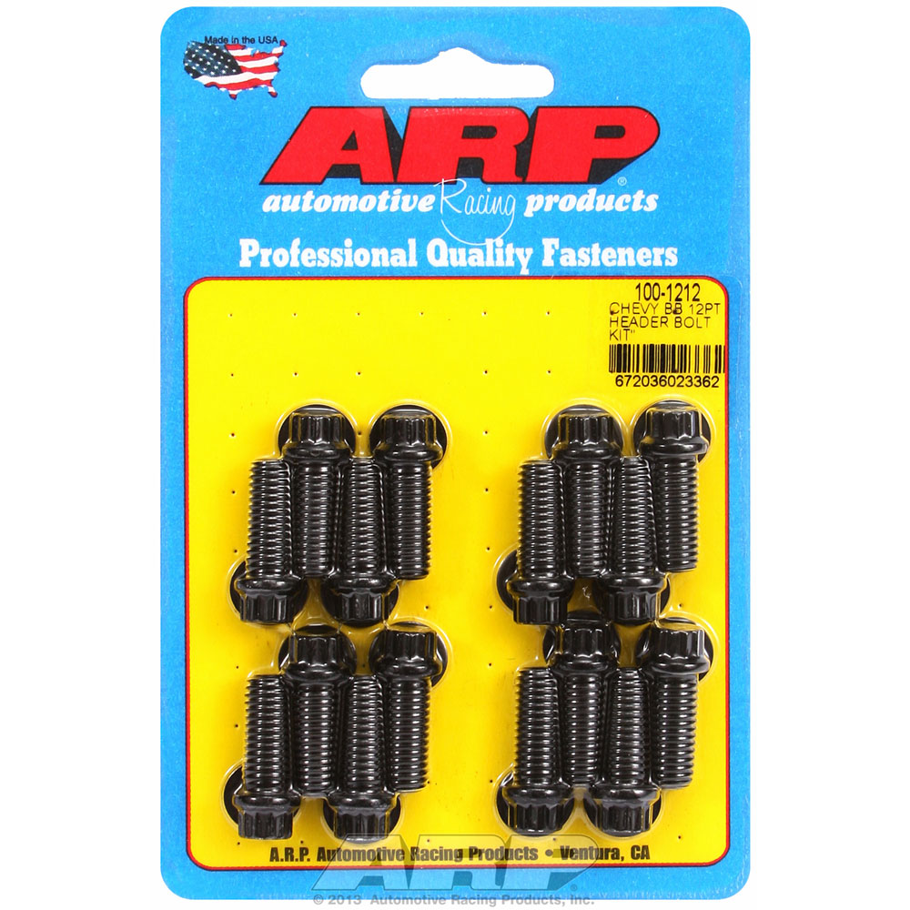 ARP Exhaust Header Bolt Kit 100-1212; 3/8 in.-16 Black Oxide 8740 Chromoly 12-Point for Chevy 396 to 454 