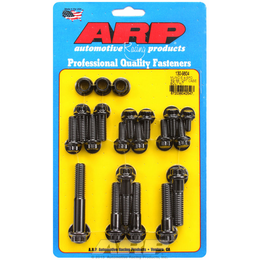 Photo for Automotive Racing Products (ARP) Transmission Case Bolt Kit 130-9804; Black Oxide 8740 Chromoly 12-Point 1963 to 1968 Muncie 4 Speed