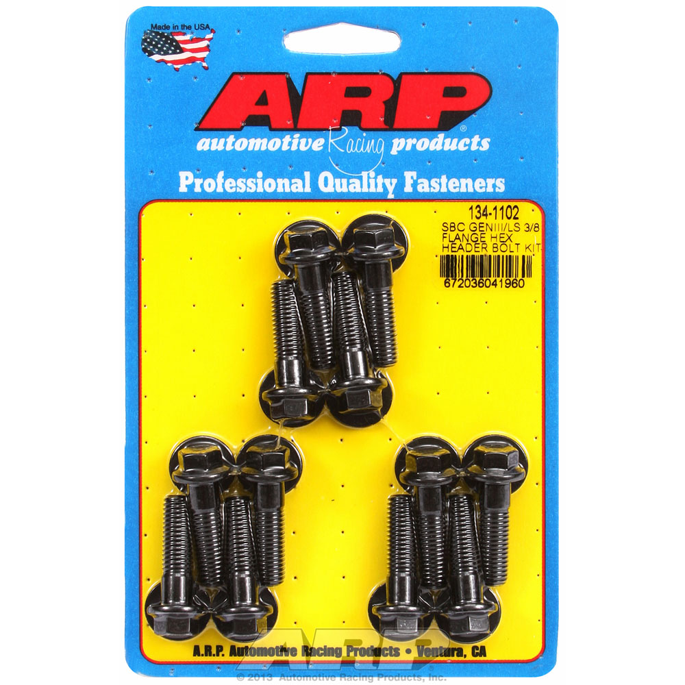 Photo for Automotive Racing Products (ARP) Exhaust Header Bolt Kit 134-1102; M8 x 1.25 Black Oxide 8740 Chromoly Hex Head for GM LS