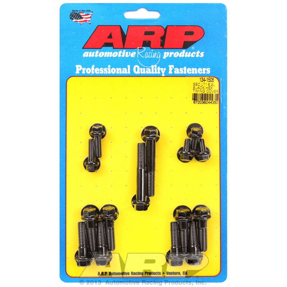 Photo for Automotive Racing Products (ARP) Timing Cover Bolt Set 134-1506; Black Oxide Hex Head 8740 Chromoly for 2014 to 2021 Chevy LT1, LT4 Gen V 6.2L