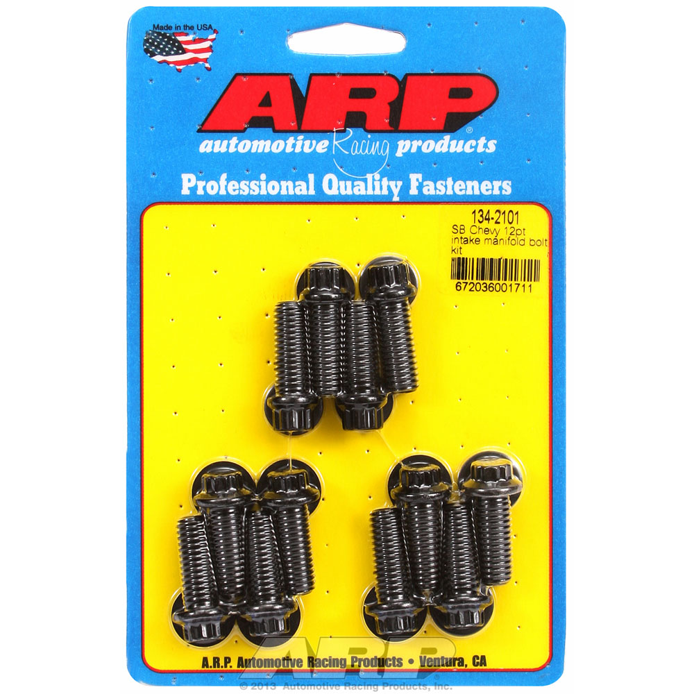 Automotive Racing Products (ARP) Intake Manifold Bolt Set 134-2101; Black Oxide 12-Point 8740 Chromoly for Chevy 262 to 400 