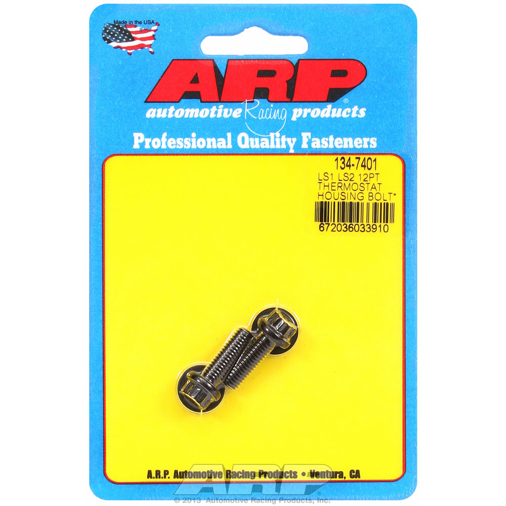 Automotive Racing Products (ARP) Thermostat Housing Bolt 134-7401; Black Oxide 8740 Chromoly 12-Point Bolt 20.000 mm M8 for GM LS 