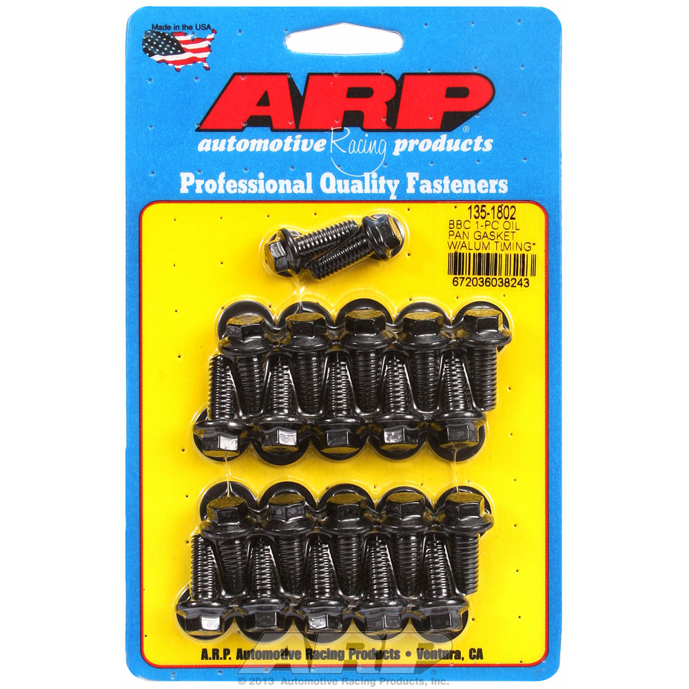 Automotive Racing Products (ARP) Oil Pan Bolt Set 135-1802; Hex Bolt Black Oxide 8740 Chromoly for Chevy 396 to 454 