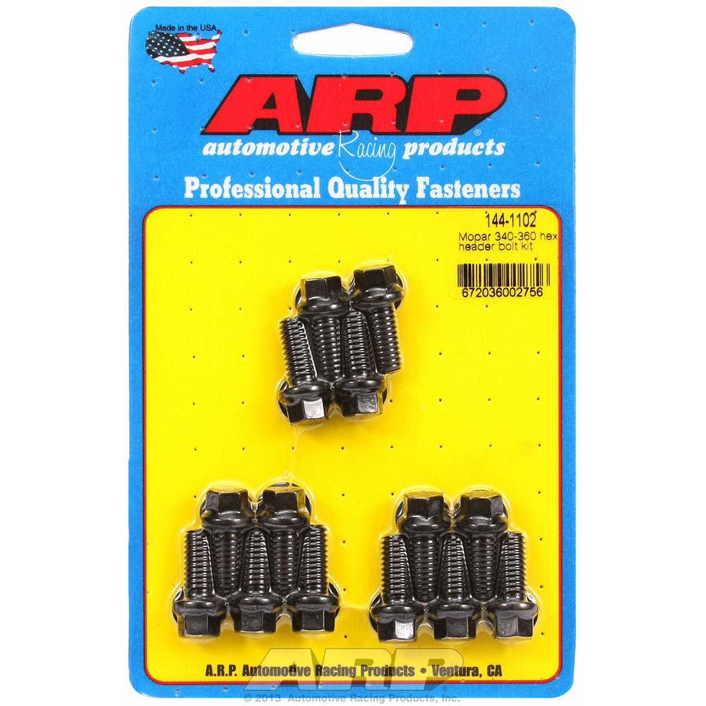Photo for Automotive Racing Products (ARP) Exhaust Header Bolt Kit 144-1102; 5/16 in. -18 Black Oxide 8740 Chromoly Hex Head for Chrysler 273 to 360 LA
