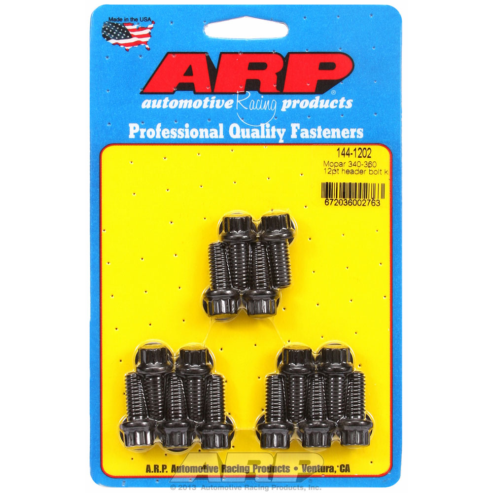 Automotive Racing Products (ARP) Exhaust Header Bolt Kit 144-1202; 5/16 in. -18 Black Oxide 8740 Chromoly 12-Point for Chrysler 273 to 360 LA 