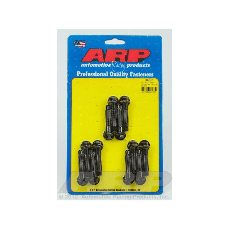 Automotive Racing Products (ARP) Intake Manifold Bolt Set 144-2001; Black Oxide Hex Head 8740 Chromoly for Chrysler 273 to 440 LA, B, RB 