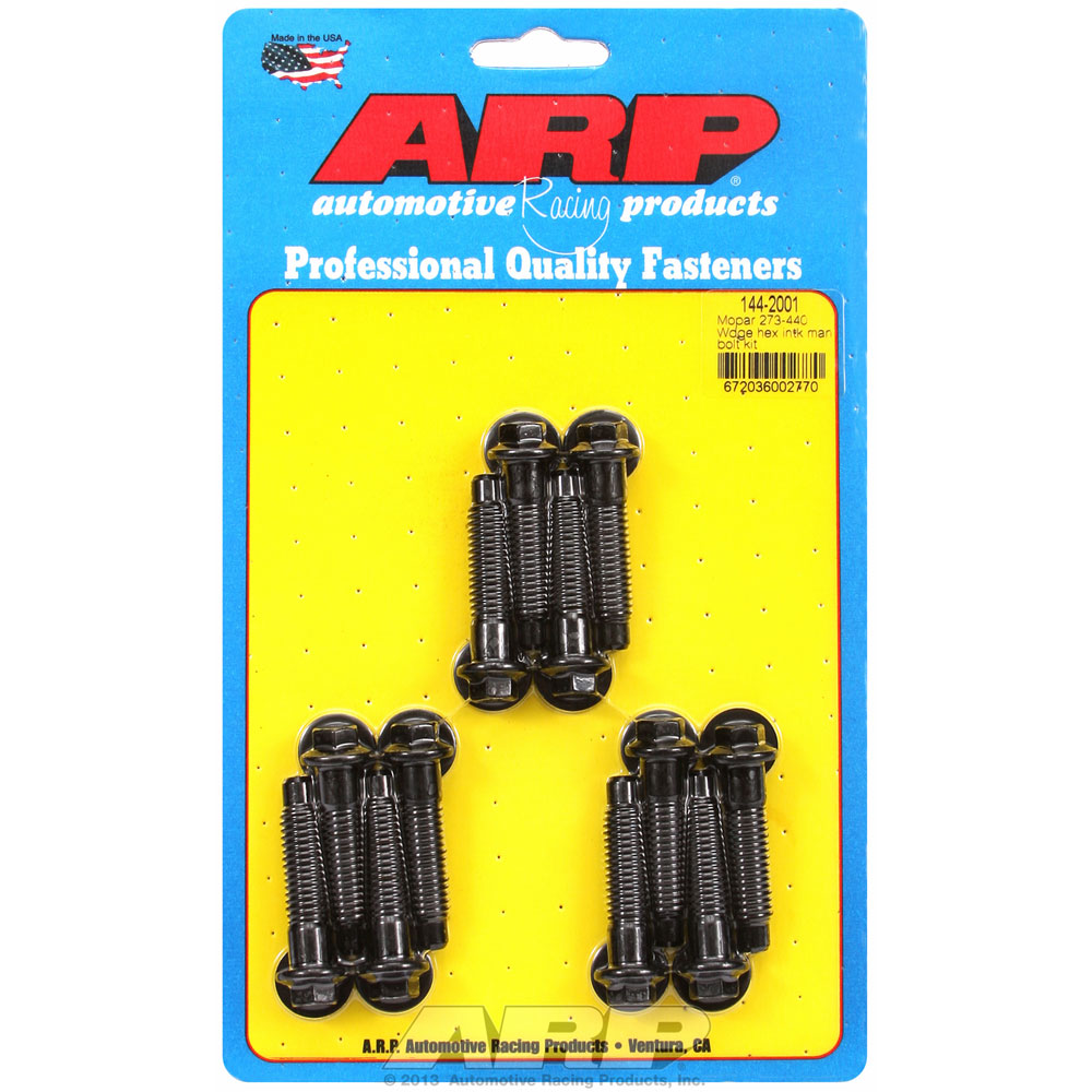 Automotive Racing Products (ARP) Intake Manifold Bolt Set 144-2001; Black Oxide Hex Head 8740 Chromoly for Chrysler 273 to 440 LA, B, RB 