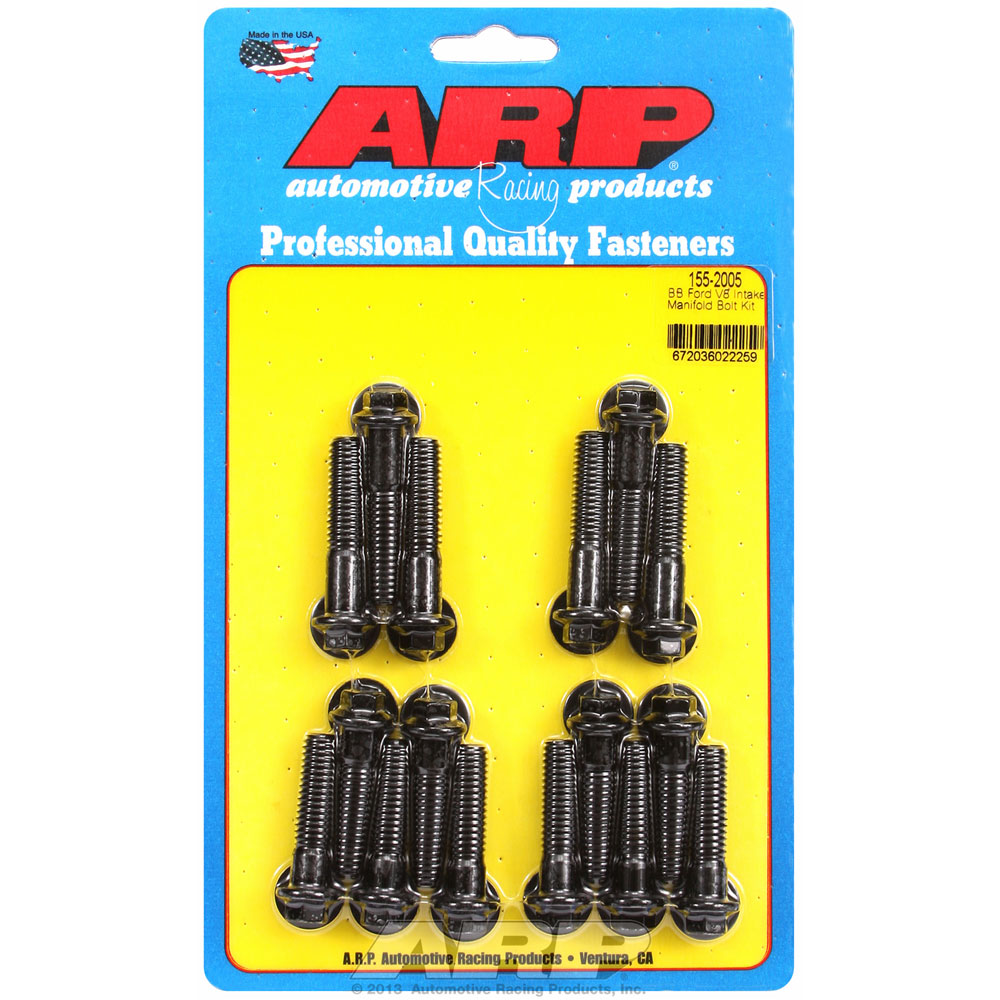 ARP Intake Manifold Bolts 155-2005; Black Oxide Hex Head 8740 Chromoly for Ford 429 to 460 
