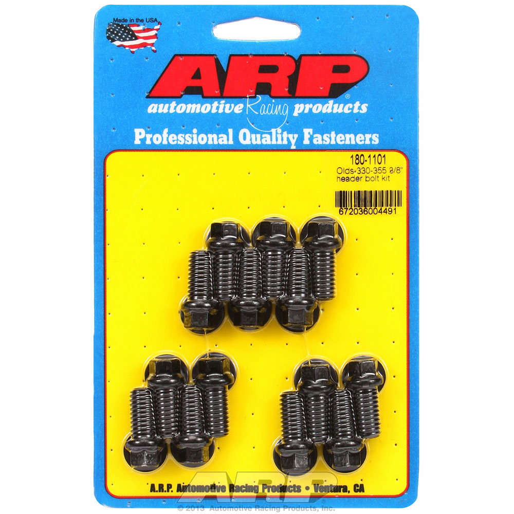 Photo for Automotive Racing Products (ARP) Exhaust Header Bolt Kit 180-1101; 3/8 in. -16 Black Oxide 8740 Chromoly Hex Head for Oldsmobile 350 to 455