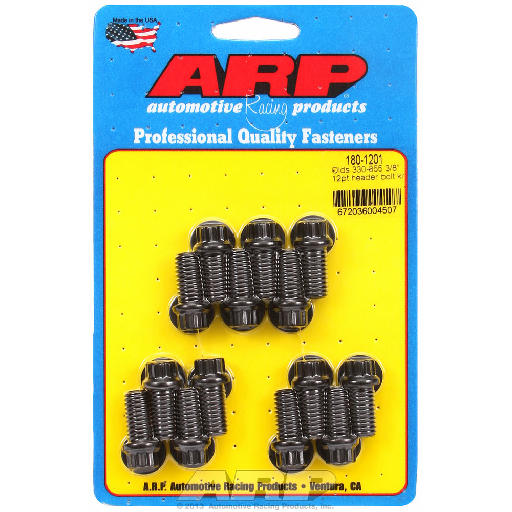 Automotive Racing Products (ARP) Exhaust Header Bolt Kit 180-1201; 3/8 in. -16 Black Oxide 8740 Chromoly 12-Point for Oldsmobile 330 to 455 
