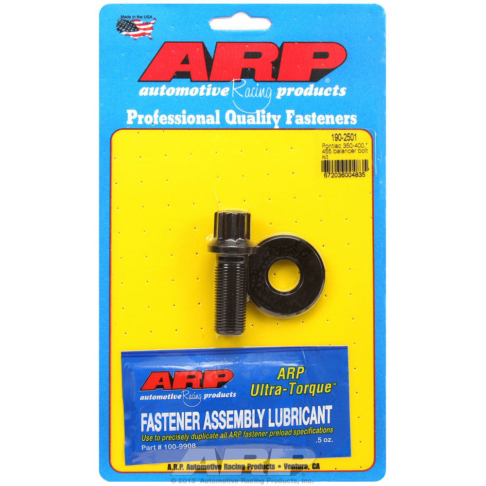 ARP Harmonic Balancer Bolt 190-2501; 12-Point 1.580 in. Black Oxide 8740 Chromoly for Pontiac 350 to 455 