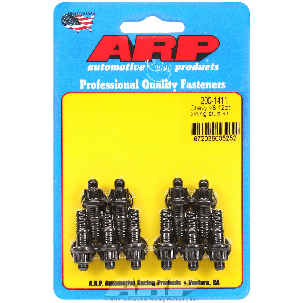 ARP Timing Cover Stud Kit 200-1411; 12-Point Stud Black Oxide 8740 Chromoly for Chevy 262 to 400, 396 to 454 