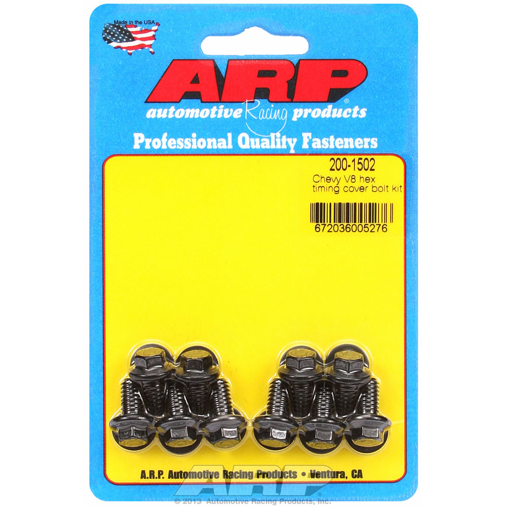 Photo for Automotive Racing Products (ARP) Timing Cover Bolt Set 200-1502; Black Oxide Hex Head 8740 Chromoly for Chevy 262 to 400, 396 to 454, 348 to 409 W