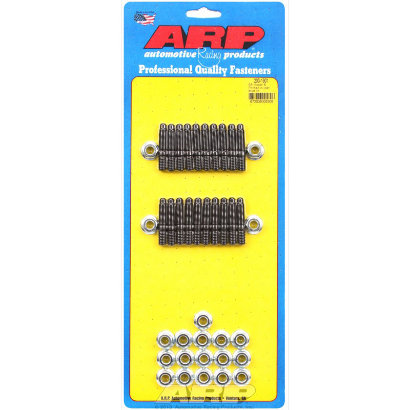 Automotive Racing Products (ARP) Oil Pan Bolt Set 200-1901; Hex Stud Black Oxide 8740 Chromoly for Pontiac 350 to 455 