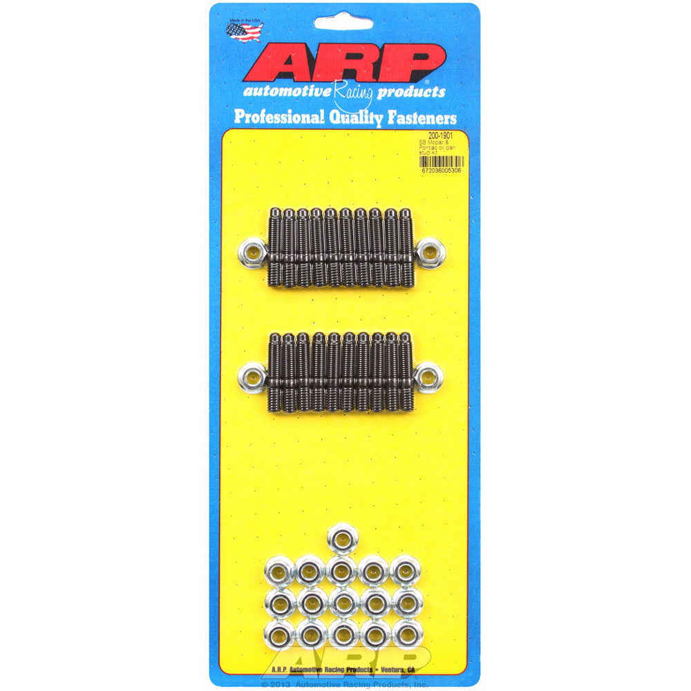 Automotive Racing Products (ARP) Oil Pan Bolt Set 200-1901; Hex Stud Black Oxide 8740 Chromoly for Pontiac 350 to 455 