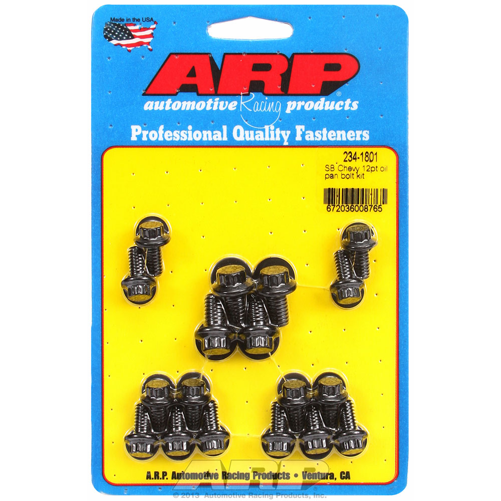 ARP Oil Pan Bolts 234-1801; 12-Point Bolt Black Oxide 8740 Chromoly for Chevy 262 to 400 