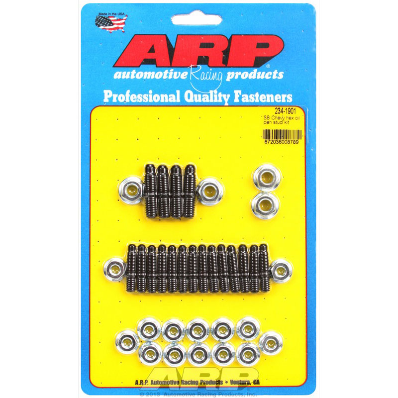 Automotive Racing Products (ARP) Oil Pan Stud Kit 234-1901; Hex Stud Black Oxide 8740 Chromoly for Chevy 262 to 400 