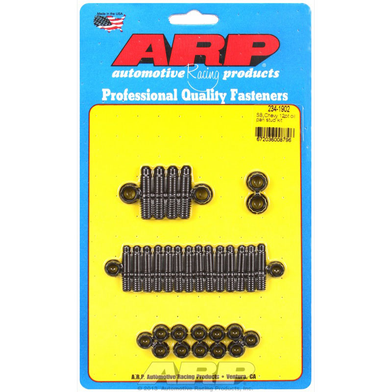 Automotive Racing Products (ARP) Oil Pan Stud Kit 234-1902; 12-Point Stud Black Oxide 8740 Chromoly for Chevy 262 to 400 