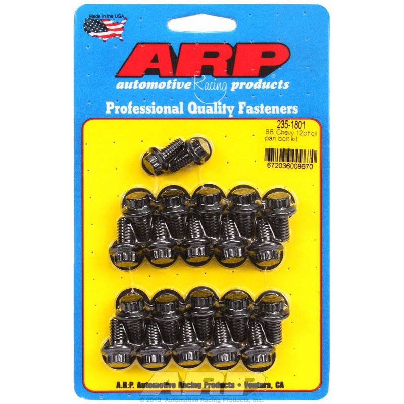 Automotive Racing Products (ARP) Oil Pan Bolt Set 235-1801; 12-Point Bolt Black Oxide 8740 Chromoly for Chevy 396 to 454 