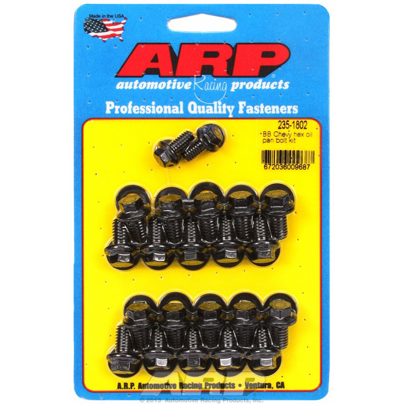 Automotive Racing Products (ARP) Oil Pan Bolt Set 235-1802; Hex Bolt Black Oxide 8740 Chromoly for Chevy 396 to 454 