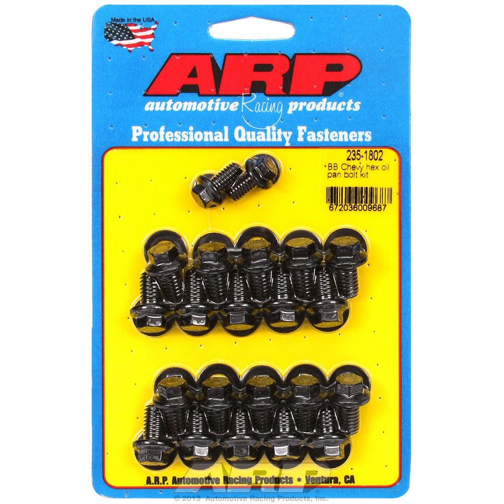 Automotive Racing Products (ARP) Oil Pan Bolt Set 235-1802; Hex Bolt Black Oxide 8740 Chromoly for Chevy 396 to 454 