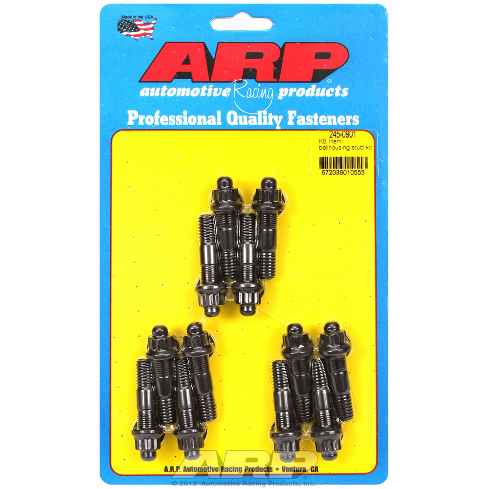 Photo for Automotive Racing Products (ARP) Transmission Bellhousing Stud Set 245-0901; Top Fuel Bellhousing Studs Flanged 12-Point Stud Black Chromoly for Chrysler KB HEMI 