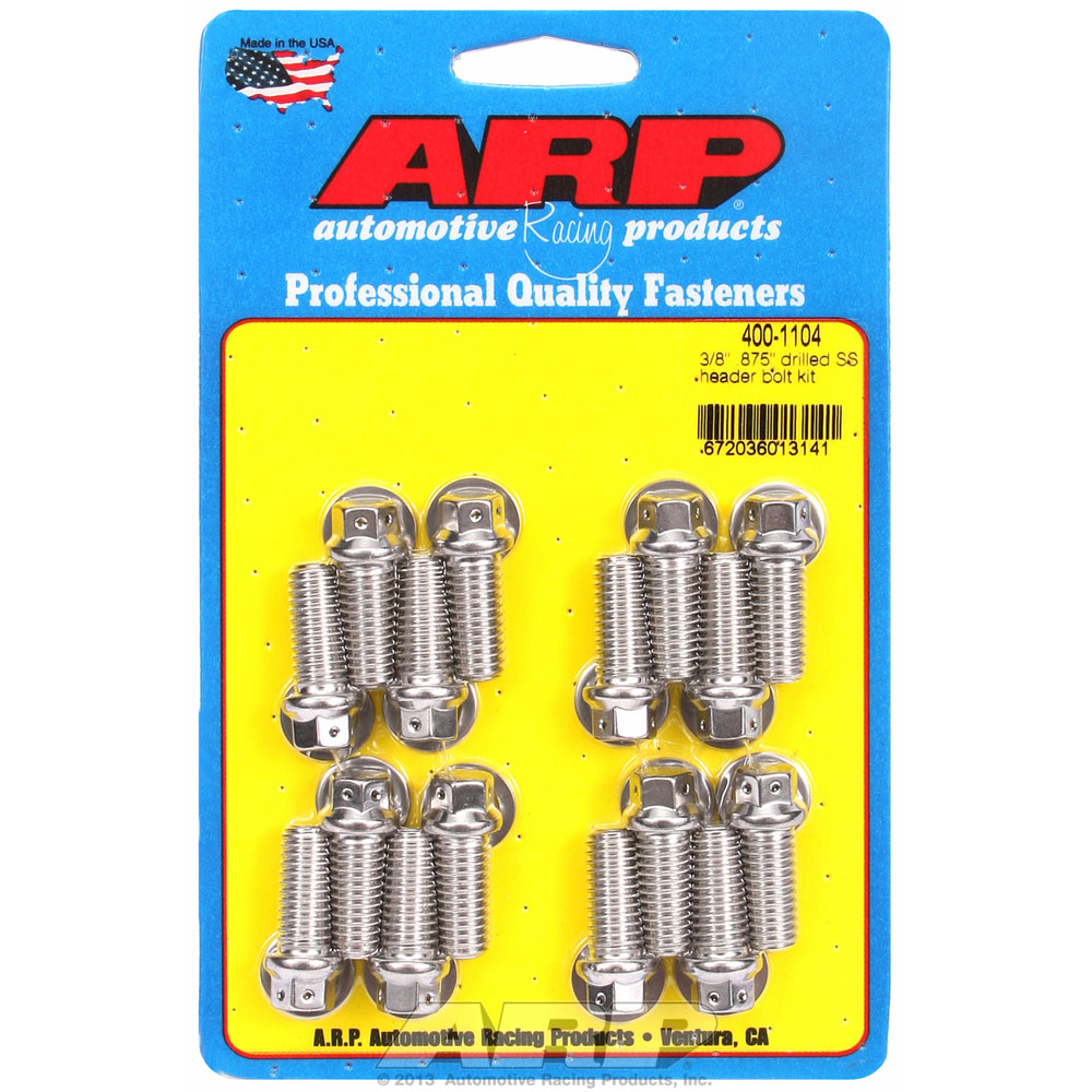 Automotive Racing Products (ARP) Exhaust Header Bolt Kit 400-1104; 3/8 in. -16 Polished Stainless Steel Hex Head for Chevy 396 to 454 