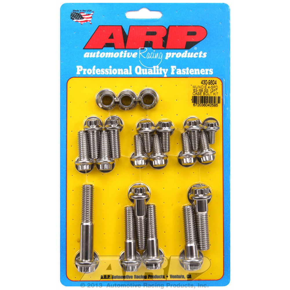 Photo for Automotive Racing Products (ARP) Transmission Case Bolt Kit 430-9804; Polished Stanless Steel 12-Point 1963 to 1968 Muncie 4 Speed