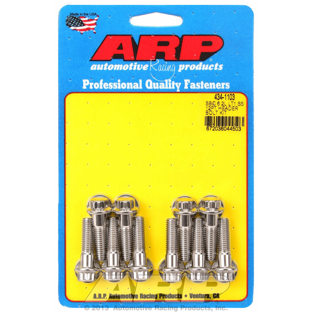 Photo for Automotive Racing Products (ARP) Exhaust Header Bolt Kit 434-1103; M8 x 1.25 Polished Stainless Steel 12-Point for 2014 to 2019 Chevy 6.2L LT1, LT4 Gen V