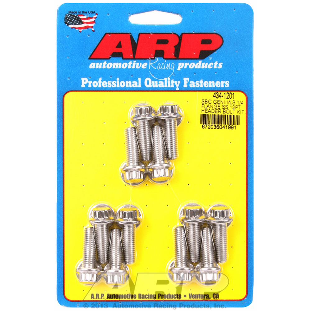 Photo for Automotive Racing Products (ARP) Exhaust Header Bolt Kit 434-1201; M8 x 1.25 Polished Stainless Steel 12-Point for GM LS