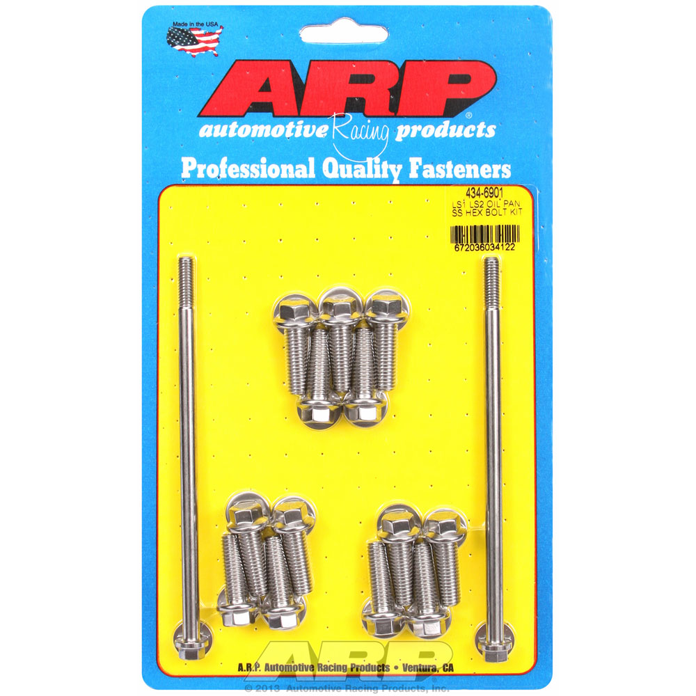 Photo for Automotive Racing Products (ARP) Oil Pan Bolt Set 434-6901; Hex Bolt Polished Stainless Steel for GM LS
