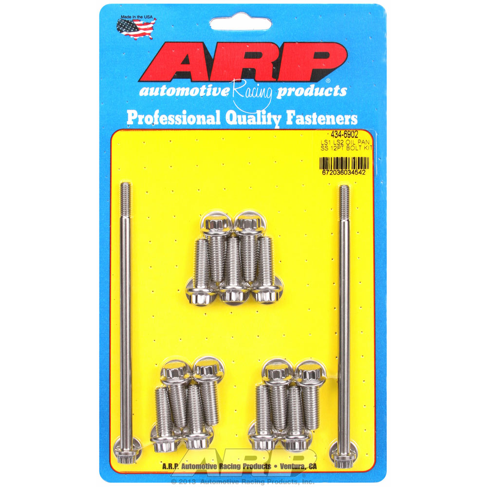 Automotive Racing Products (ARP) Oil Pan Bolt Set 434-6902; 12-Point Bolt Polished Stainless Steel for GM LS 