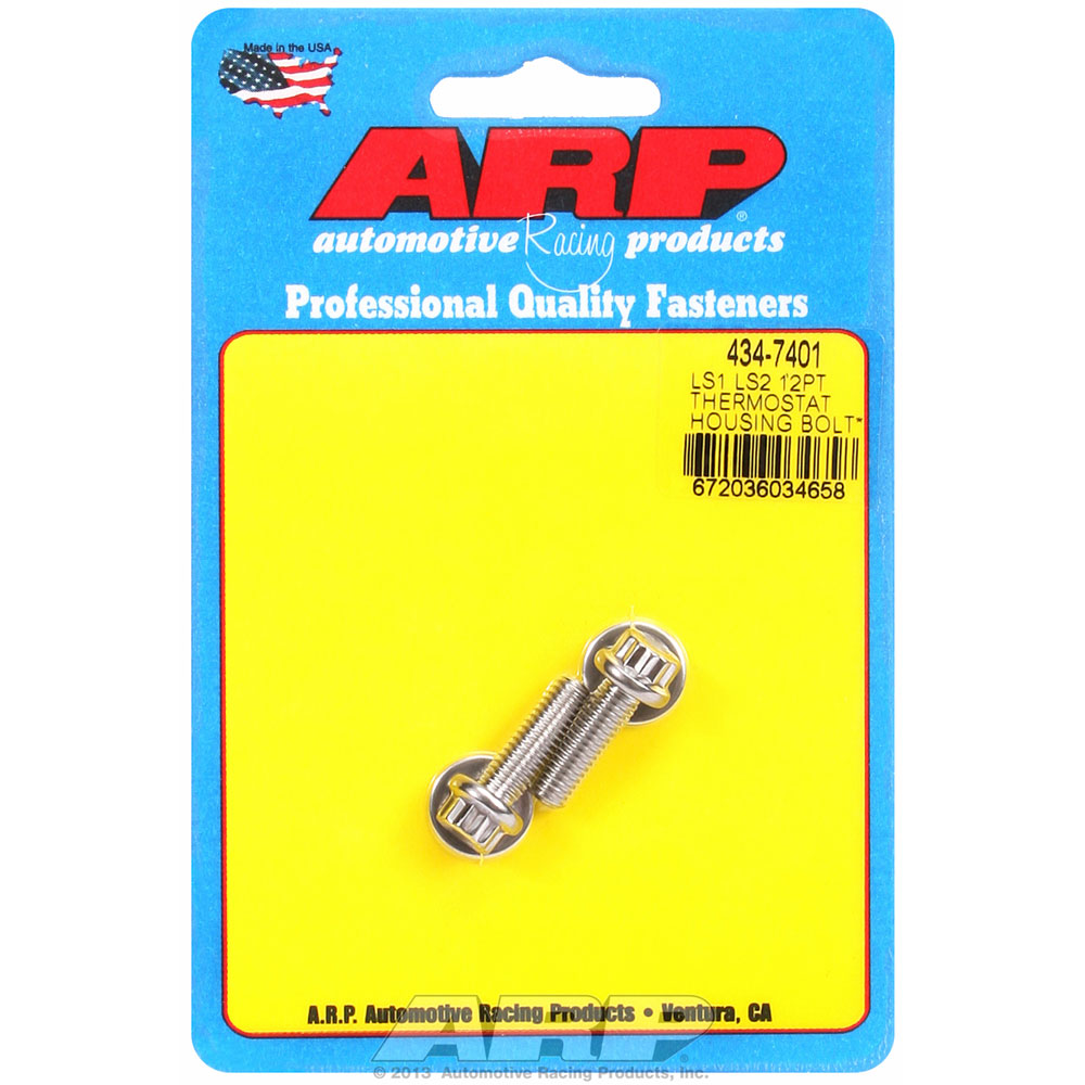 Automotive Racing Products (ARP) Thermostat Housing Bolt 434-7401; Polished Stainless Steel 12-Point Bolt 20.000 mm M6 x 1.0 for GM LS 