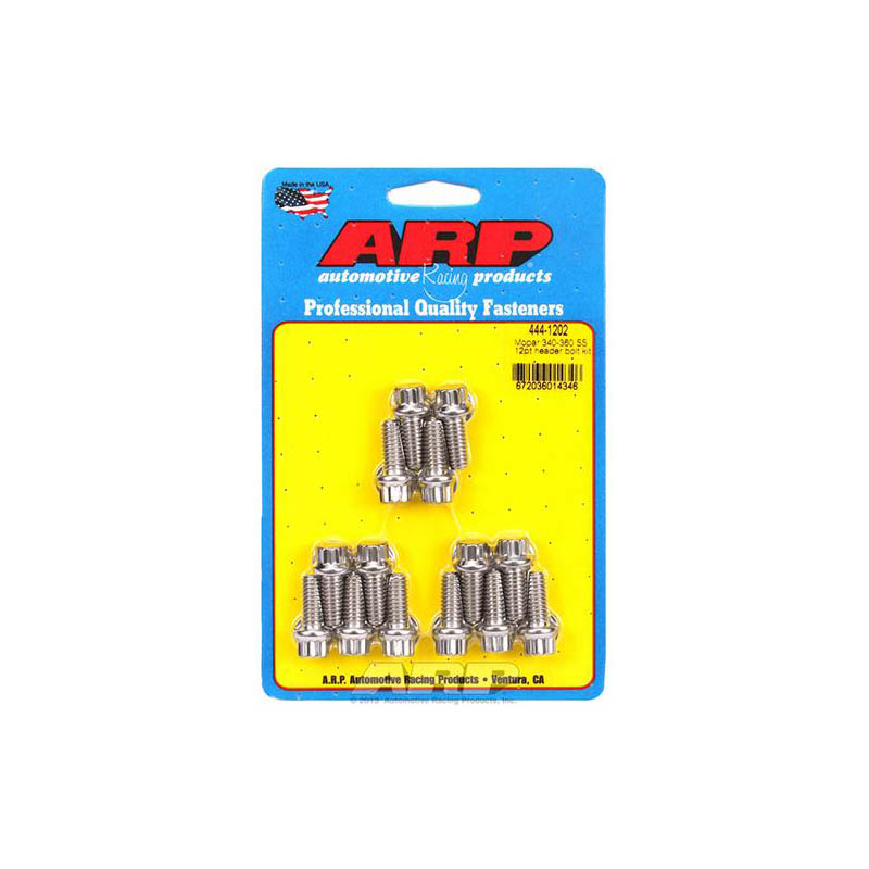 Automotive Racing Products (ARP) Exhaust Header Bolt Kit 444-1202; 5/16 in. -18 Polished Stainless Steel 12-Point for Chrysler 273 to 360 LA 