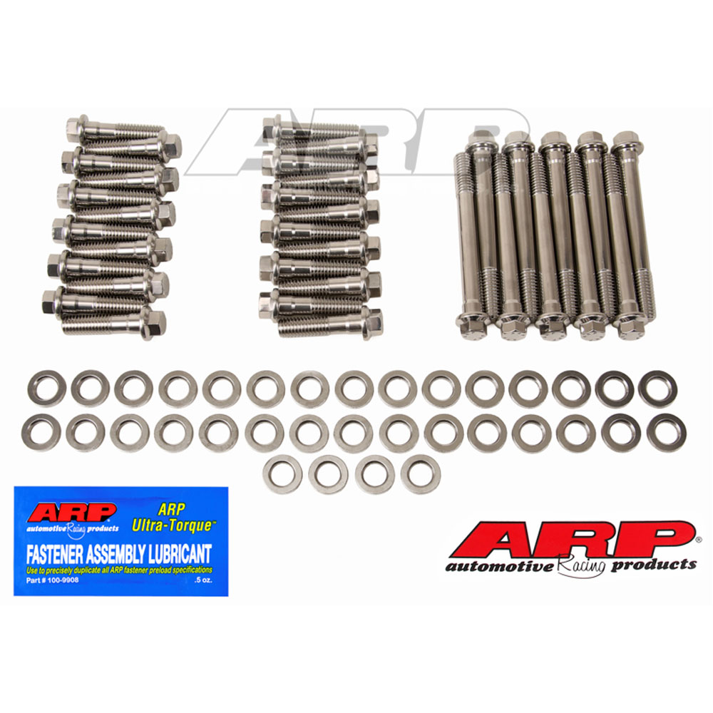 Automotive Racing Products (ARP) Cylinder Head Bolt Set 445-3606; Hex Bolt Natural Stainless Steel for Chrysler 383 to 440 Wedge with Factory or Edelbrock RPM Heads 