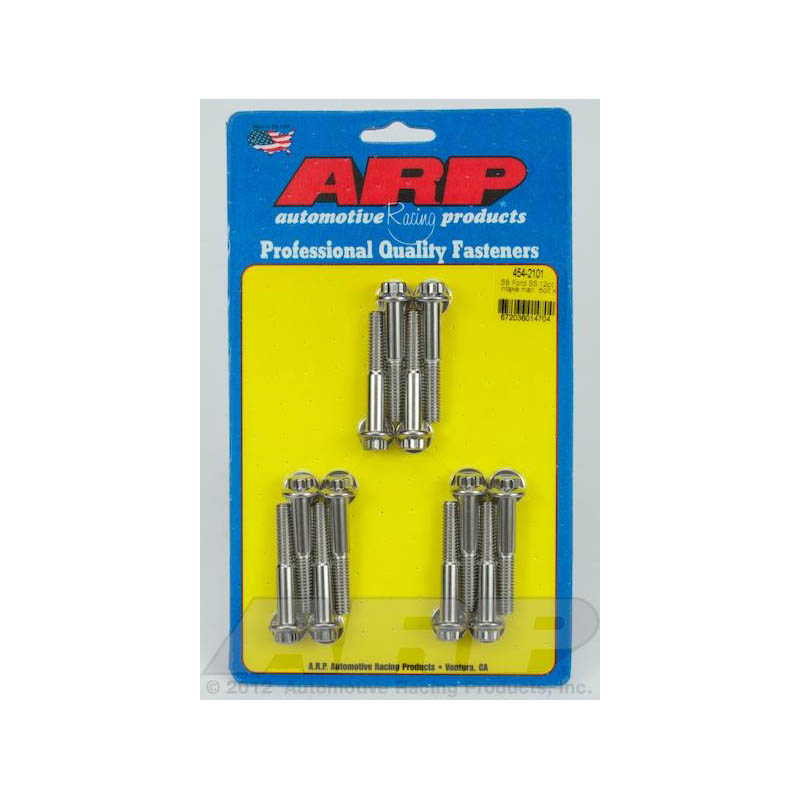 ARP Intake Manifold Bolts 454-2101; Polished 12-Point Stainless Steel for Ford 221, 255, 260, 289, 302, 351W 