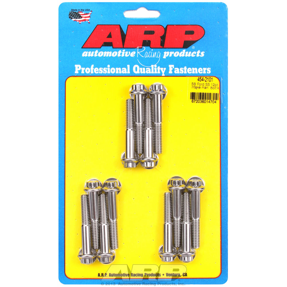 ARP Intake Manifold Bolts 454-2101; Polished 12-Point Stainless Steel for Ford 221, 255, 260, 289, 302, 351W 
