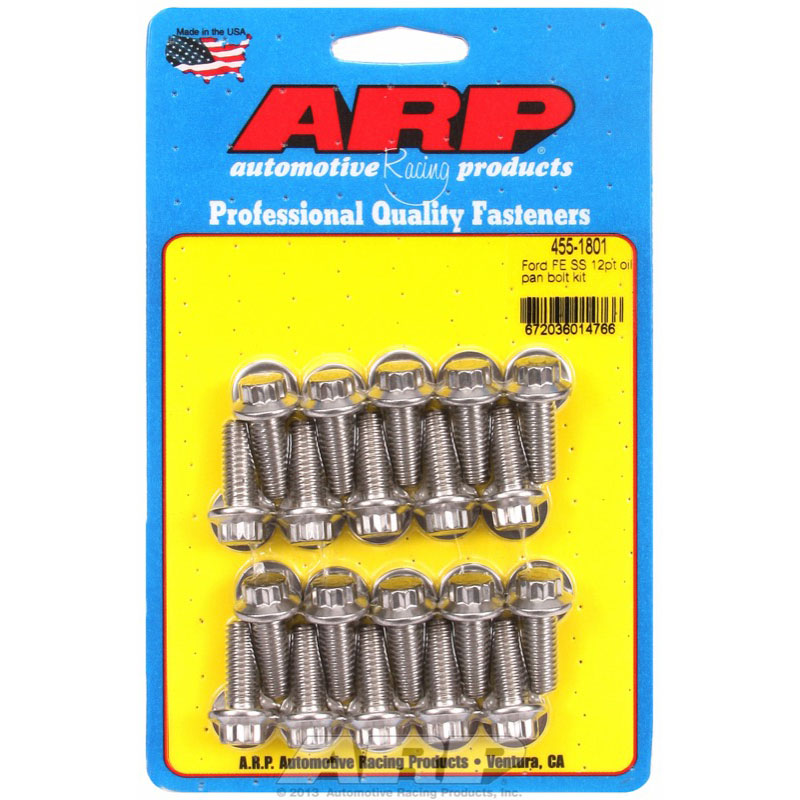 Automotive Racing Products (ARP) Oil Pan Bolt Set 455-1801; 12-Point Bolt Polished Stainless Steel for Ford 352 to 428 FE 