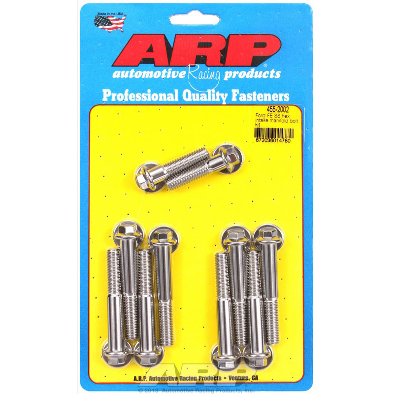 Automotive Racing Products (ARP) Intake Manifold Bolt Set 455-2002; Polished Hex Head Stainless Steel for Ford 352 to 428 FE 