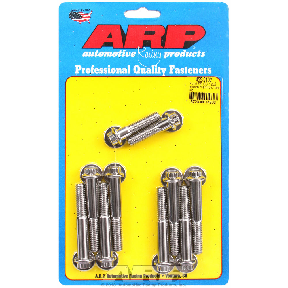 Photo for Automotive Racing Products (ARP) Intake Manifold Bolt Set 455-2102; Polished 12-Point Stainless Steel for Ford 352 to 428 FE