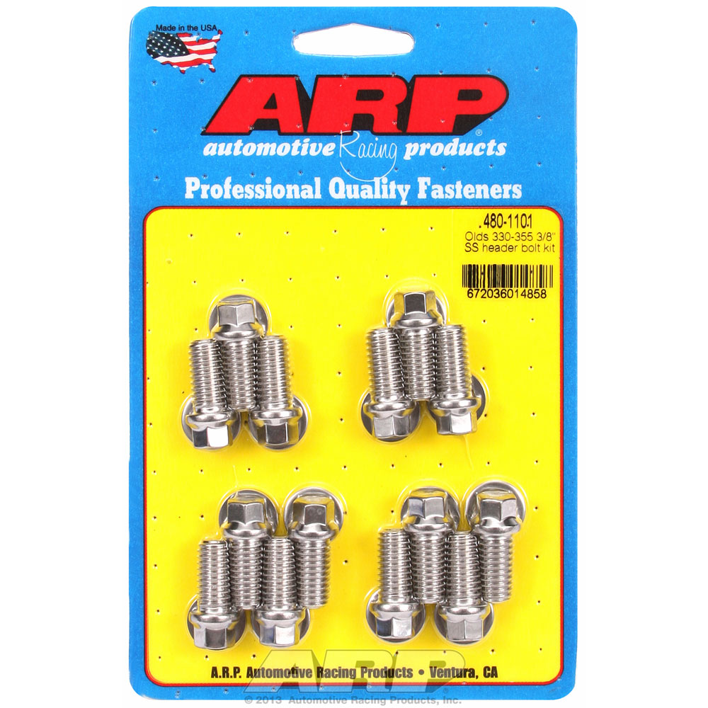Photo for Automotive Racing Products (ARP) Exhaust Header Bolt Kit 480-1101; 3/8 in. -16 Polished Stainless Steel Hex Head for Oldsmobile 330 to 455