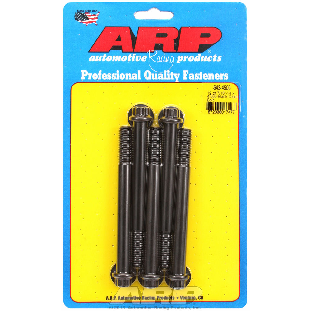 Photo for Automotive Racing Products (ARP) Bolt Set 643-4500; 7/16 in. -14 4.500 in. 12-Point Black Oxide 8740 Chromoly