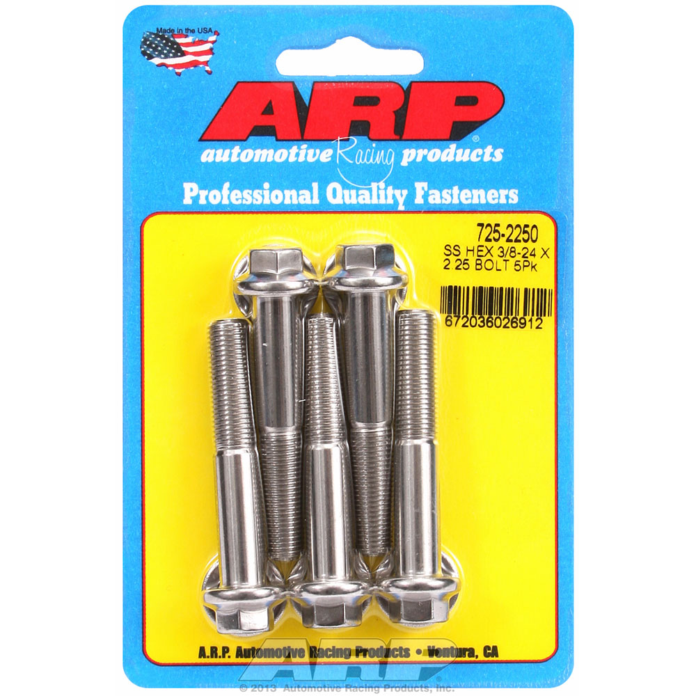 Photo for Automotive Racing Products (ARP) Bolt Set 725-2250; 3/8 in. -24 2.250 in. Hex Polished Stainless Steel 