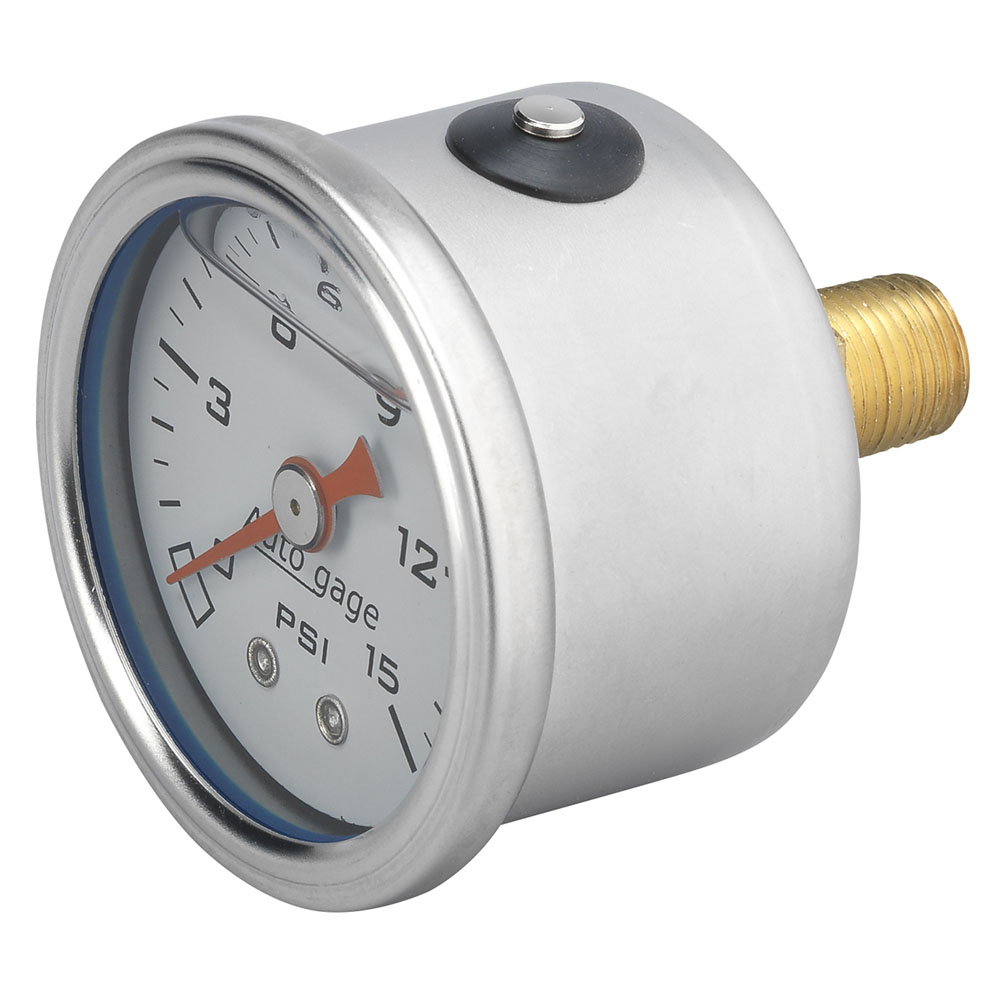 Auto Meter Fuel Pressure Gauge 2175; Auto Gage Liquid Filled Inline 0 to 15 PSI 1-1/2 in. Mechanical 