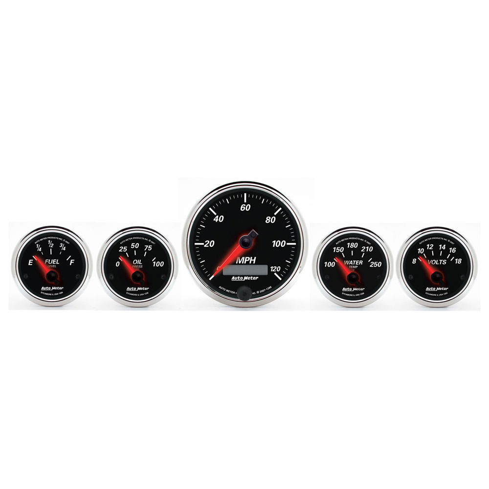 Photo for Auto Meter Gauge Set 1201; Designer Black II Electric Black