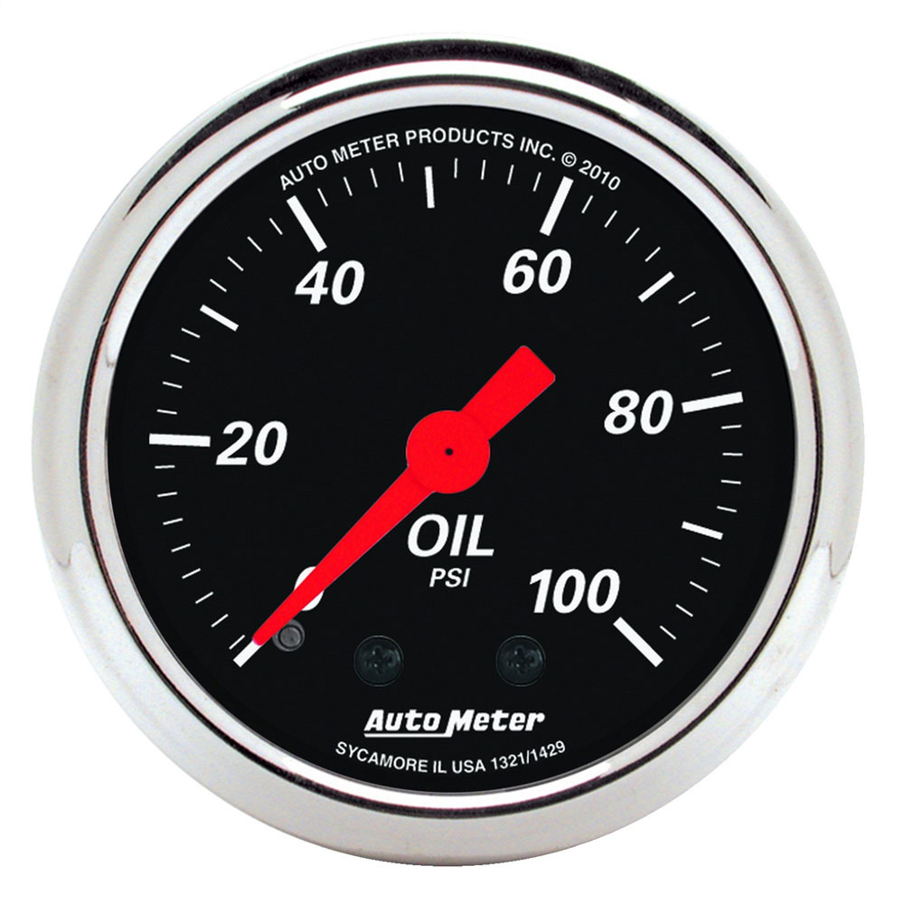 Photo for Auto Meter Engine Oil Pressure Gauge 1429; Designer Black Oil Pressure 0 to 100 PSI 2-1/16 in. Full Mechanical 