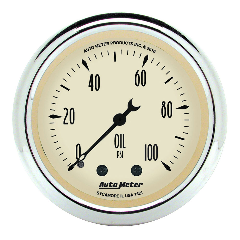 Photo for Auto Meter Engine Oil Pressure Gauge 1821; Antique Beige Oil Pressure 0 to 100 PSI 2-1/16 in. 