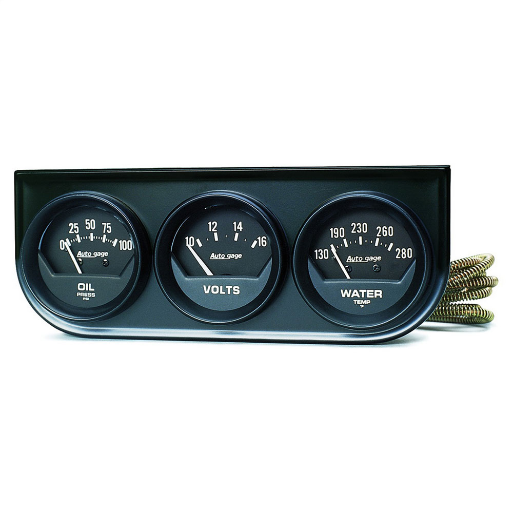 Photo for Auto Meter Gauge Set 2348; Auto Gauge Mechanical Water Temp, Volts, Oil Pressure Black Panel