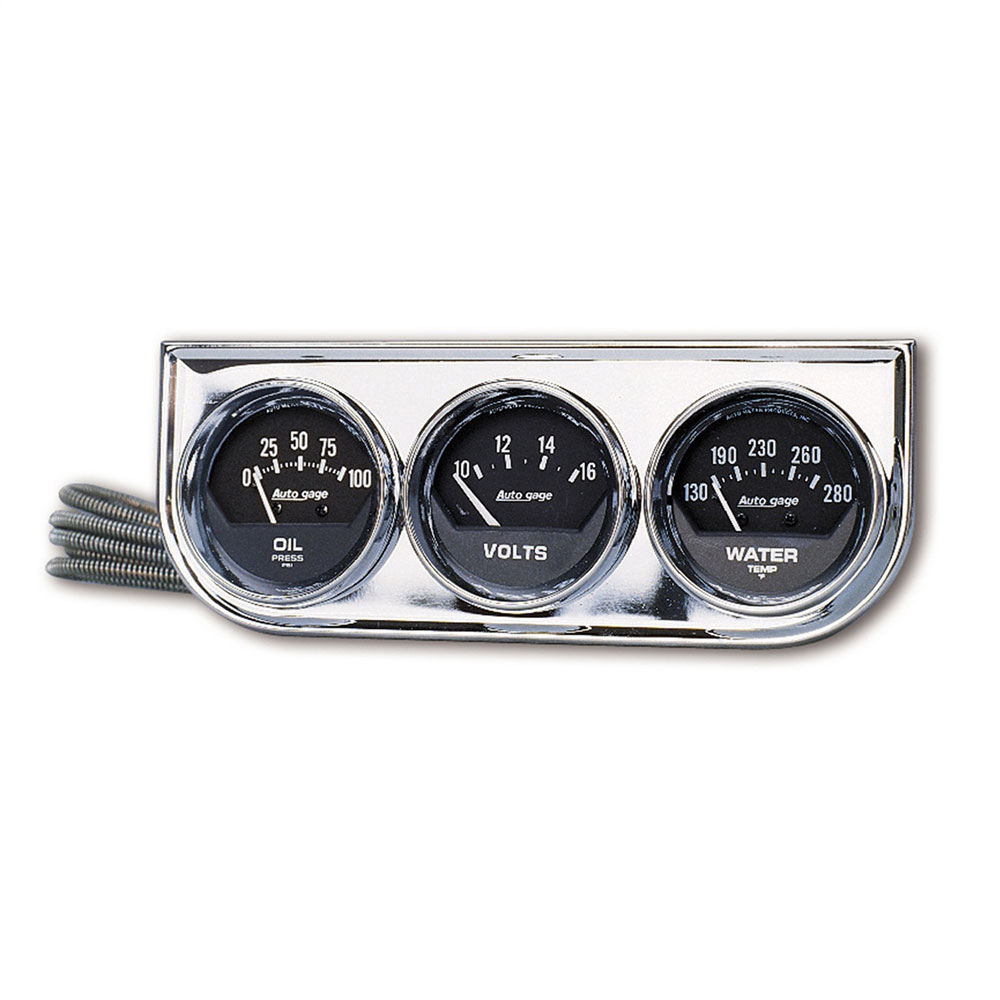 Photo for Auto Meter Gauge Set 2349; Auto Gauge Water Temp, Volts, Oil Pressure Black Panel